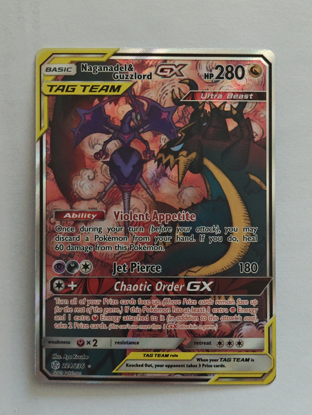 Pokémon TAG TEAM Naganadel & Guzzlord GX Holo Trading Card